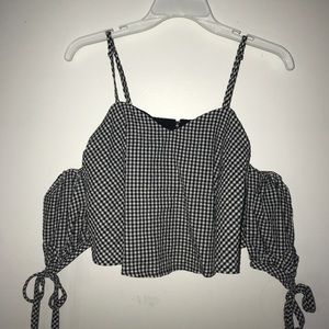 Checkered off the shoulder shirt
